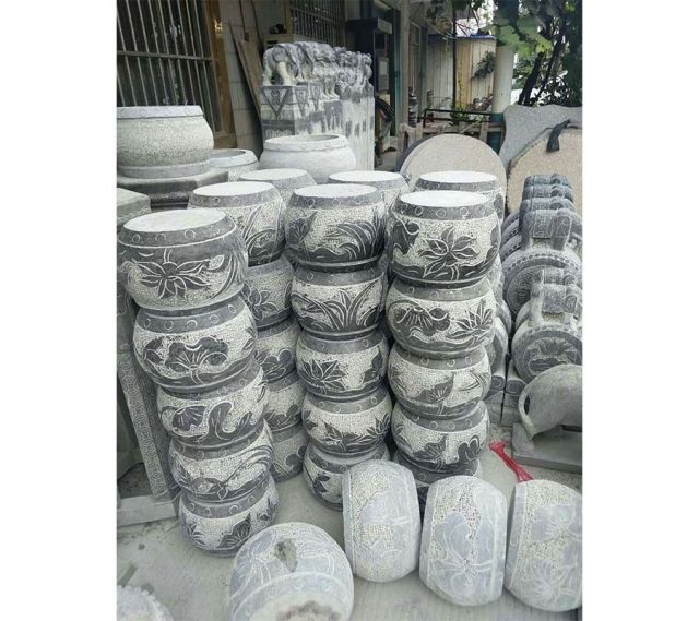 荷花纹石鼓 批量